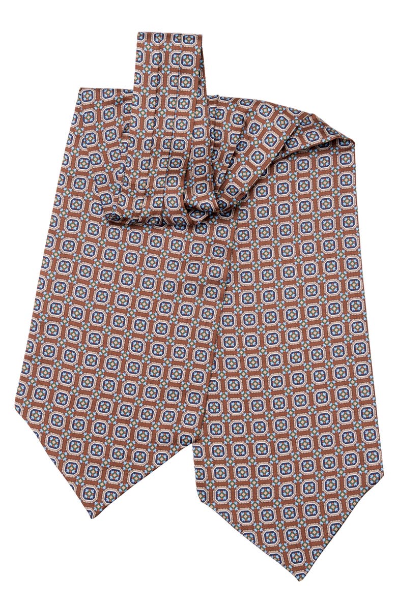 Elizabetta Barberini - Silk Ascot Cravat Tie for Men, Alternate, color, Chocolate