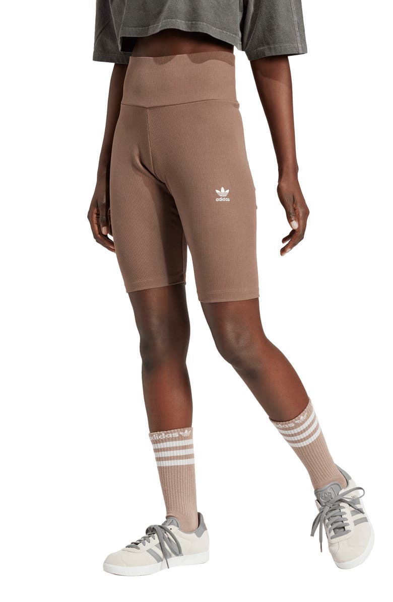 adidas Lifestyle High Waist Rib Shorts, Main, color, 