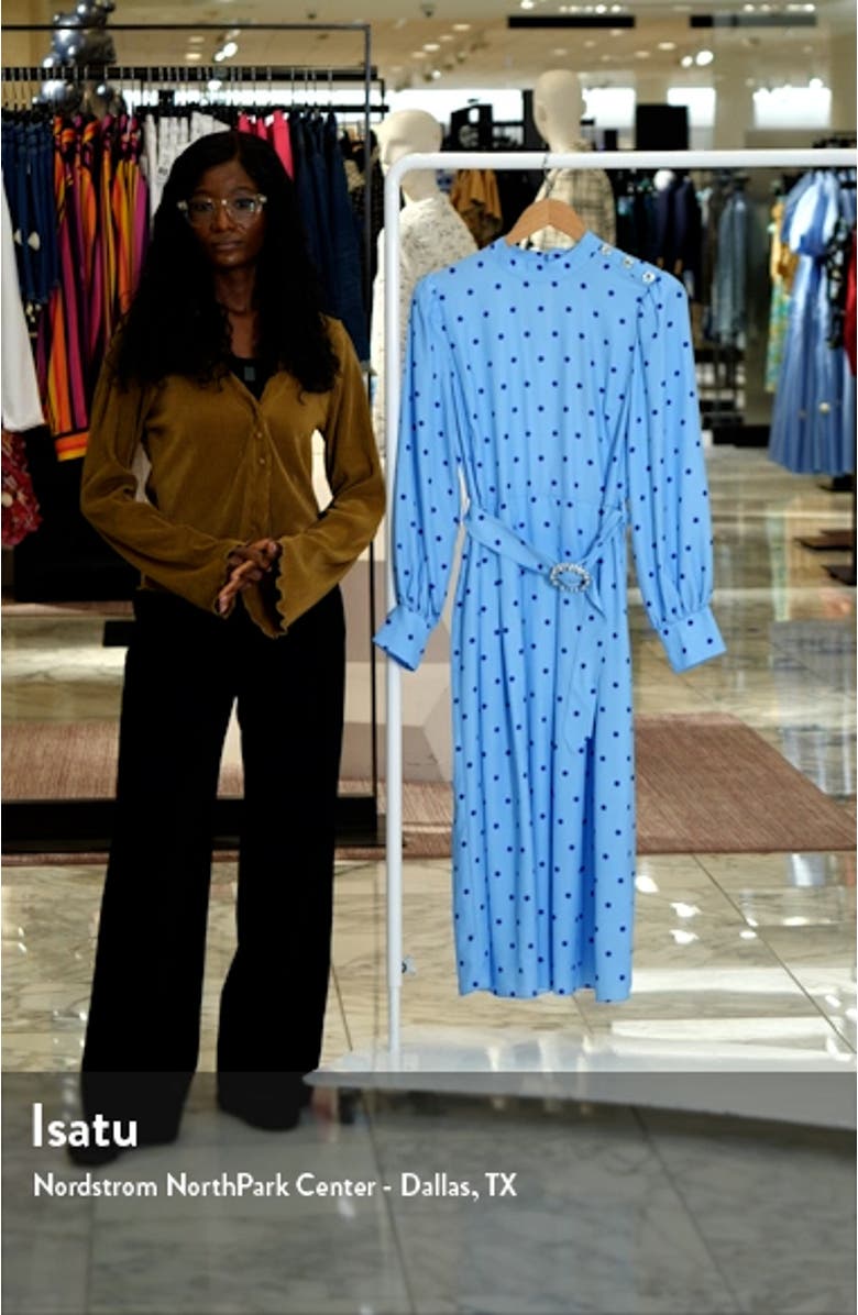 Polka Dot Belted Long Sleeve Dress, sales video thumbnail