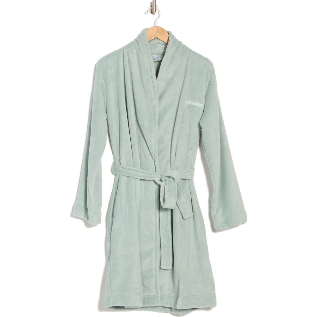 Calvin Klein Plush Robe In Pfe Slate