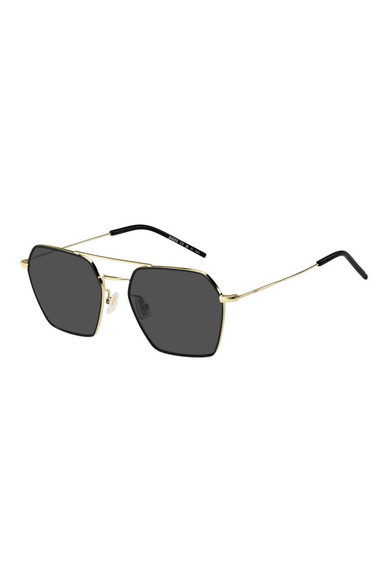 54mm Square Aviator Sunglasses, Alternate, color, GOLD BLACK