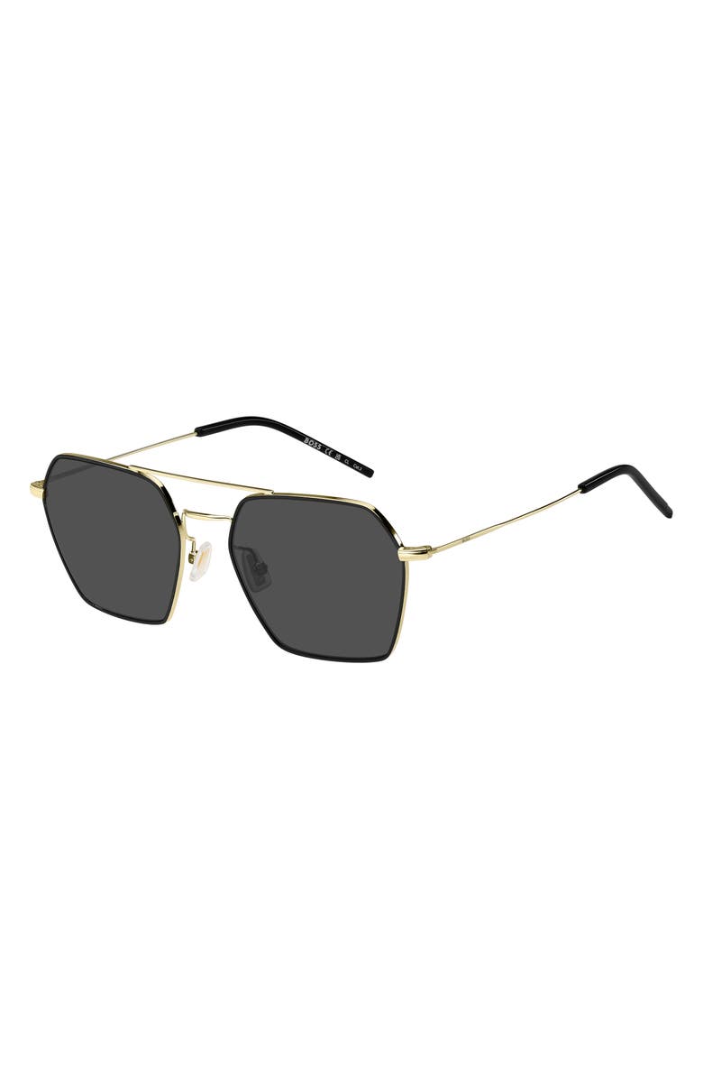 BOSS 54mm Square Aviator Sunglasses, Alternate, color, Gold Black