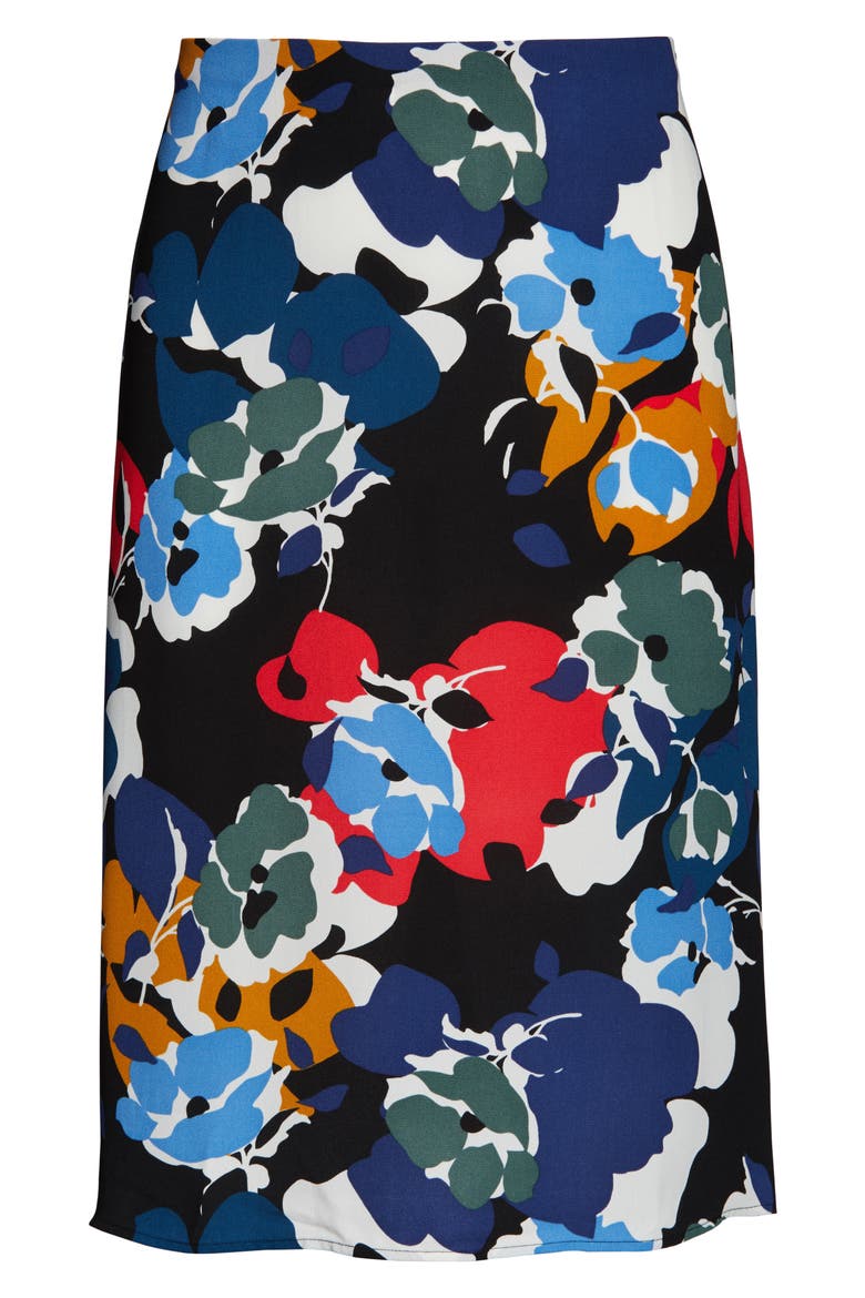 A-Line Midi Skirt, Alternate, color, BLACK- BLUE FLORAL
