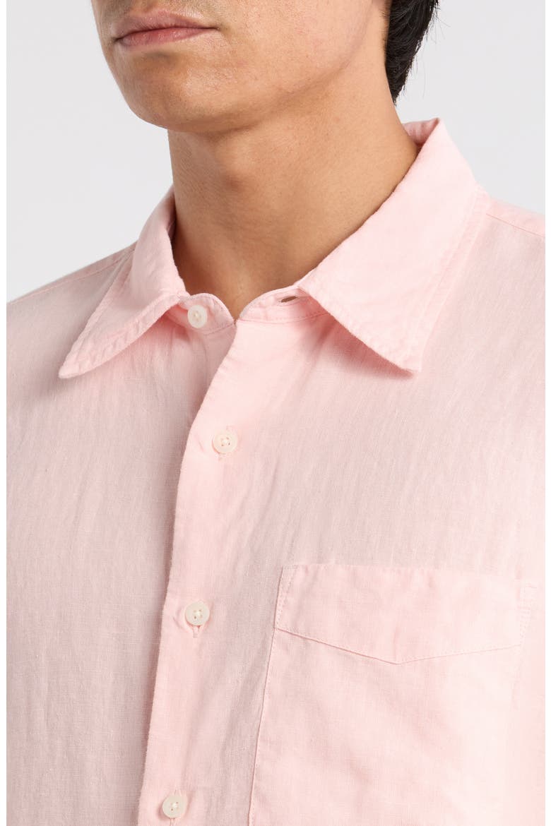 Linen & Organic Cotton Button-Up Shirt, Alternate, color, SOLID PINK
