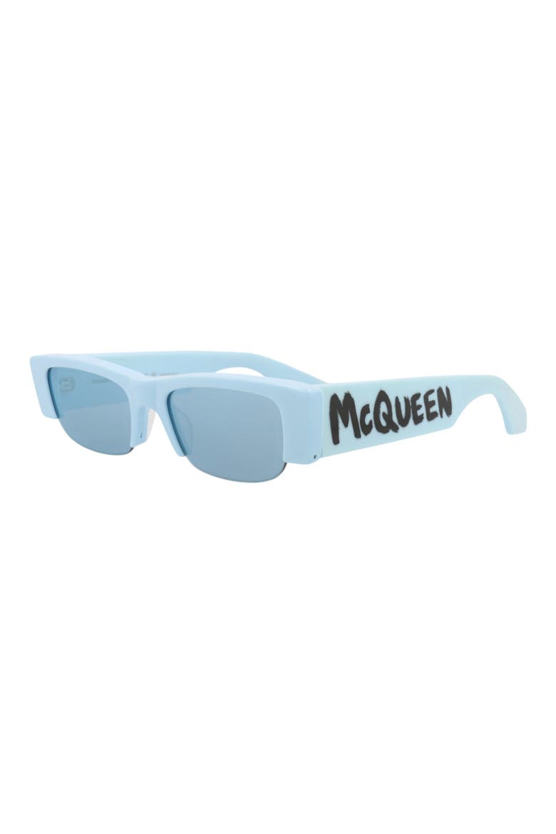 54mm Half Rim Rectangular Sunglasses, Alternate, color, LIGHT BLUE