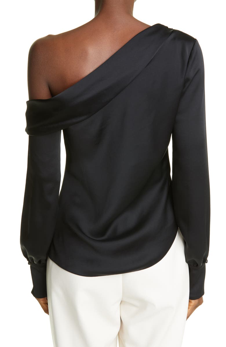 Simkhai Jonathan Simkhai Cutout Back Satin Blouse, Alternate, color,