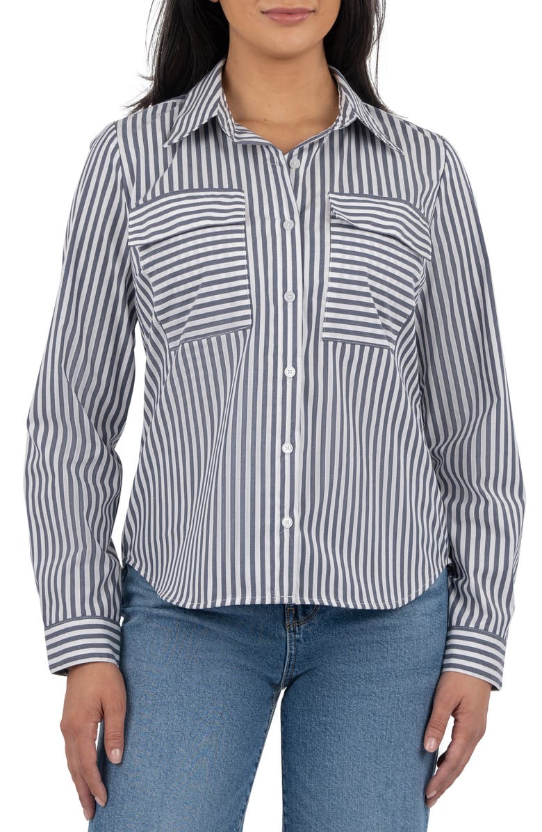 KUT from the Kloth Analeah Stretch Cotton Button-Up Shirt, Main, color, 