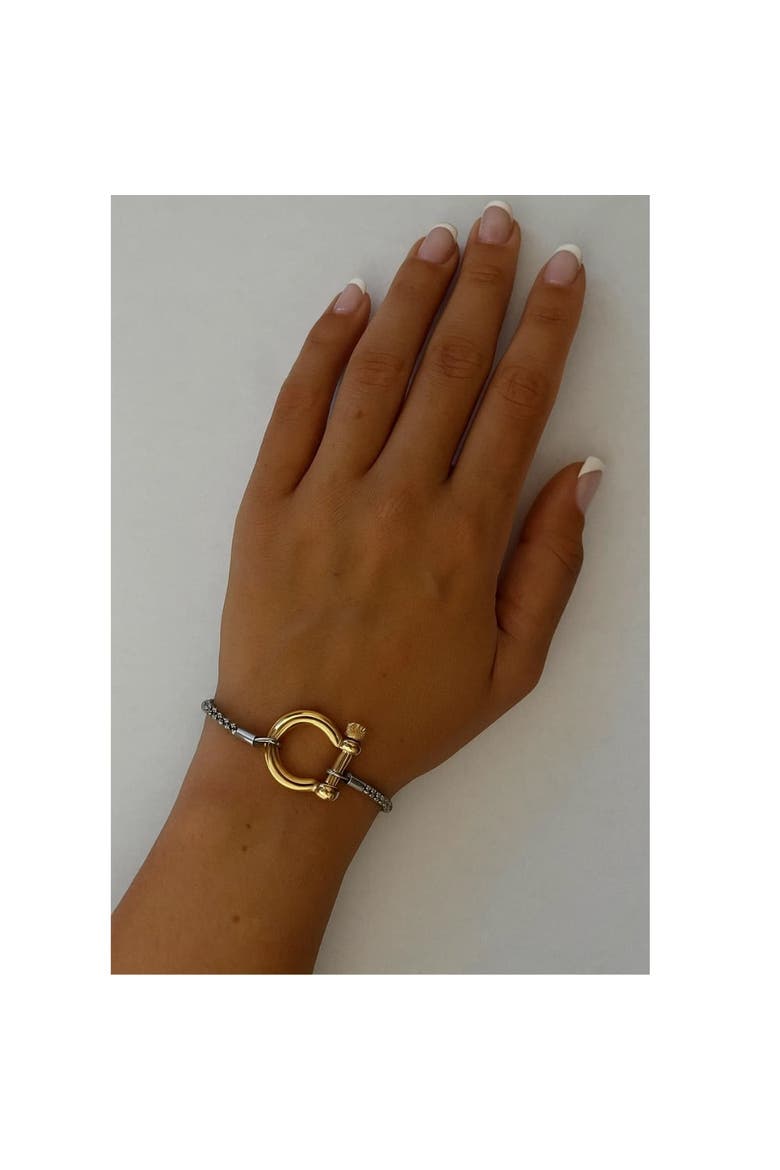 The Lucky Lock Horseshoe Carabiner Clasp Bracelet, Alternate, color, Silver and Gold