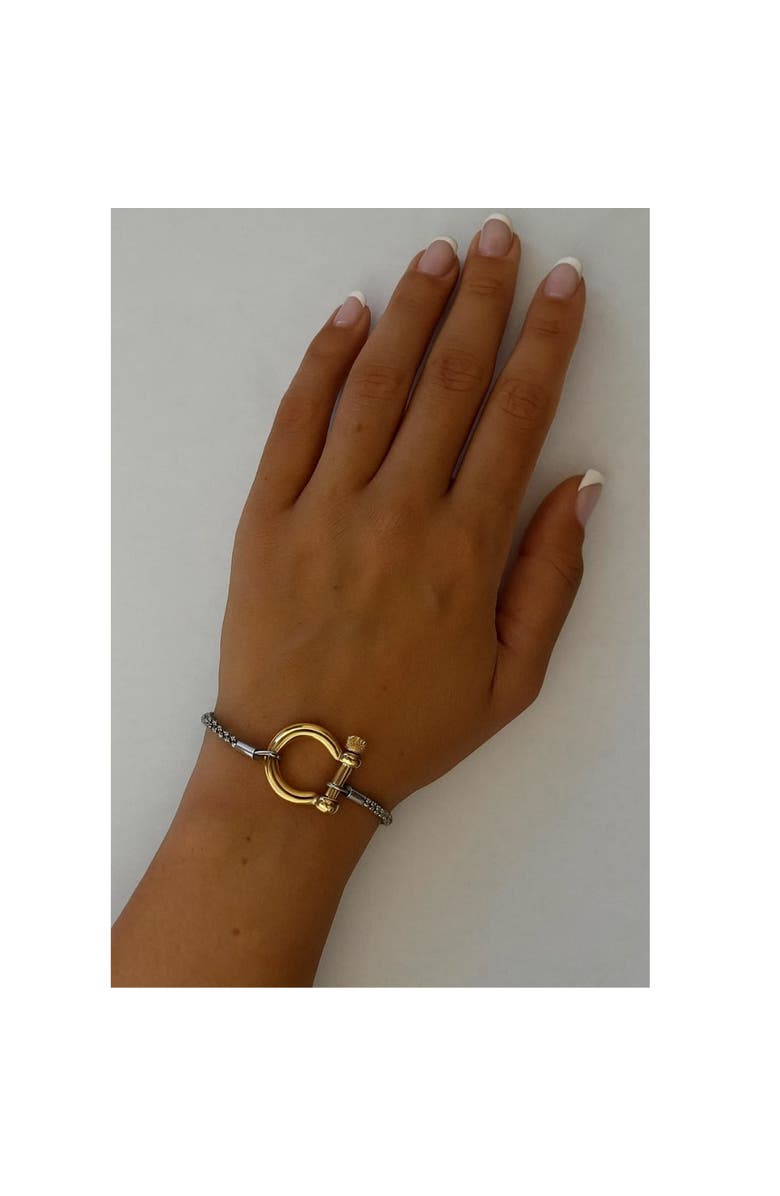 Hollywood Sensation The Lucky Lock Horseshoe Carabiner Clasp Bracelet, Alternate, color, Silver And Gold