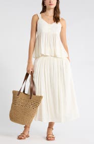 Melrose and Market Clip Dot Midi Skirt