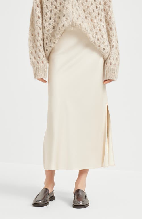 Brunello Cucinelli Satin Cady Fluid Pencil Skirt In White