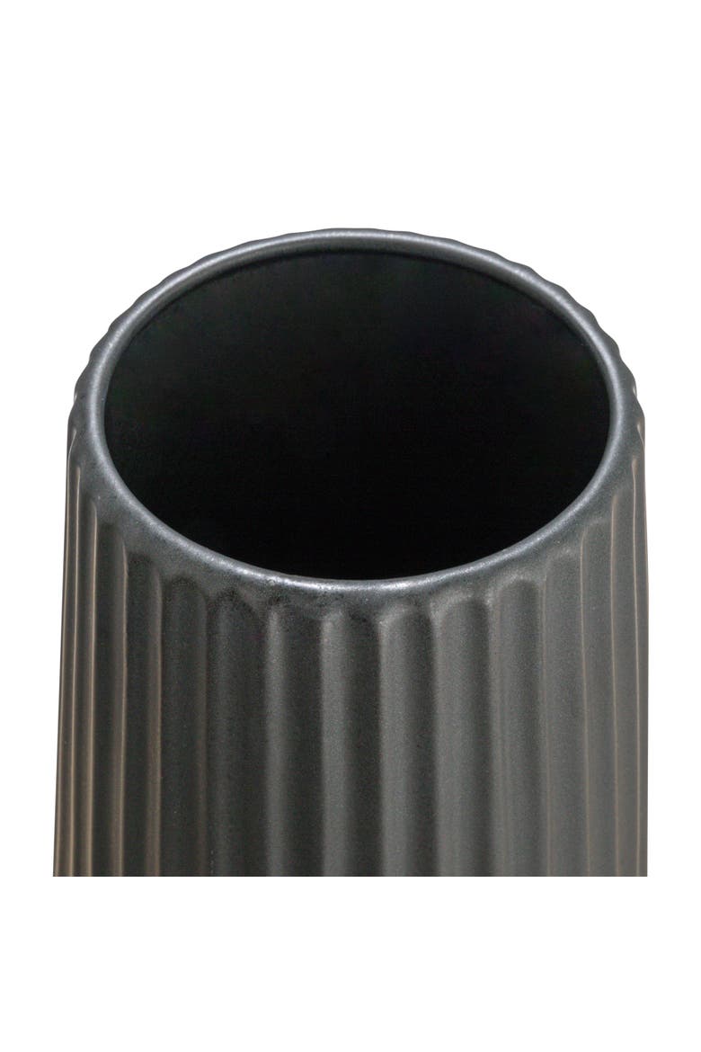 Round Fluted Vase with Embossed Lines, Alternate, color, Black