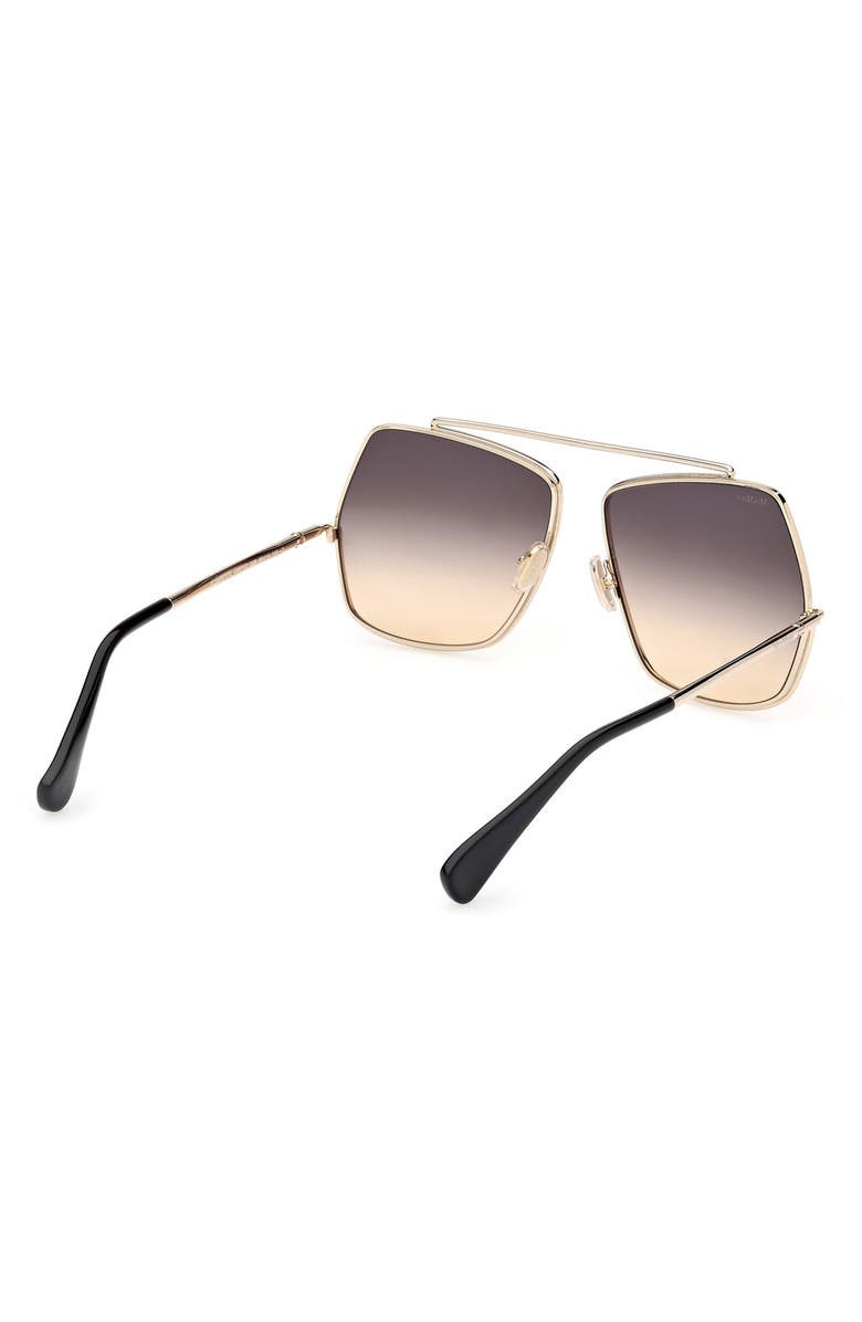 Max Mara Elsa Petite 58mm Gradient Pilot Sunglasses, Alternate, color, Gold / Gradient Smoke
