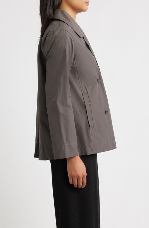 Eileen Fisher Organic Cotton Blend Crop Trench Coat In Gray