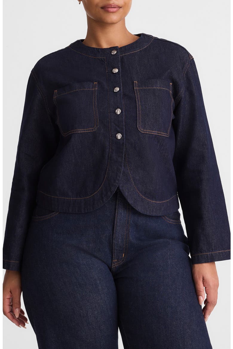 Collarless Denim Cutaway Jacket, Main, color, RINSE WASH