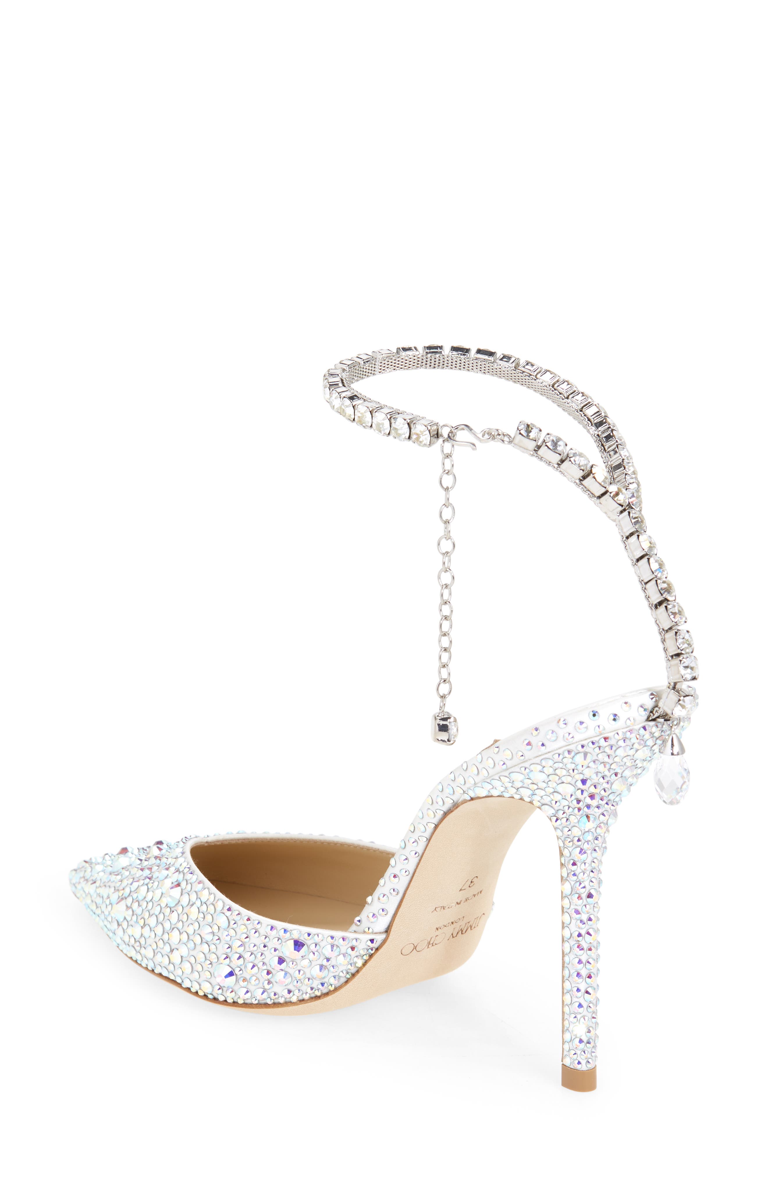 Jimmy Choo Saeda Crystal Ankle Strap Pointed Toe Pump, Alternate, color, 