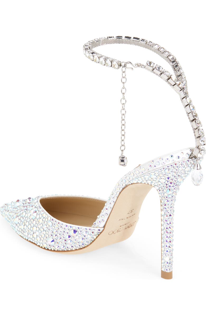 Jimmy Choo Saeda Crystal Ankle Strap Pointed Toe Pump, Alternate, color,