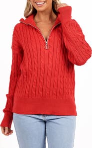 Petal & Pup Frida Cable Knit Half Zip Sweater