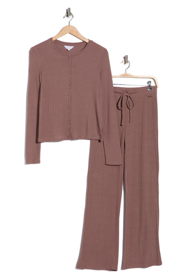 Cardigan Knit Pajamas, Alternate, color, MOCHA SALT