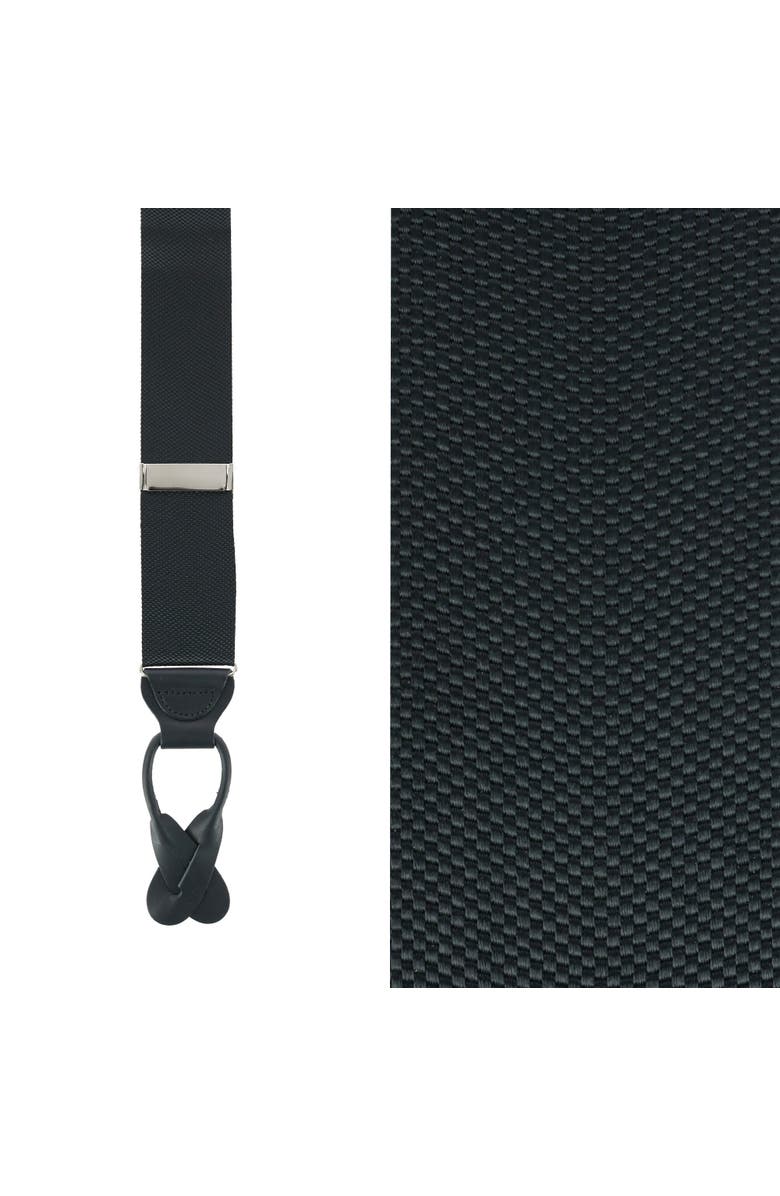 Trafalgar Big & Tall Hudson Solid Button End Suspenders, Main, color, Black