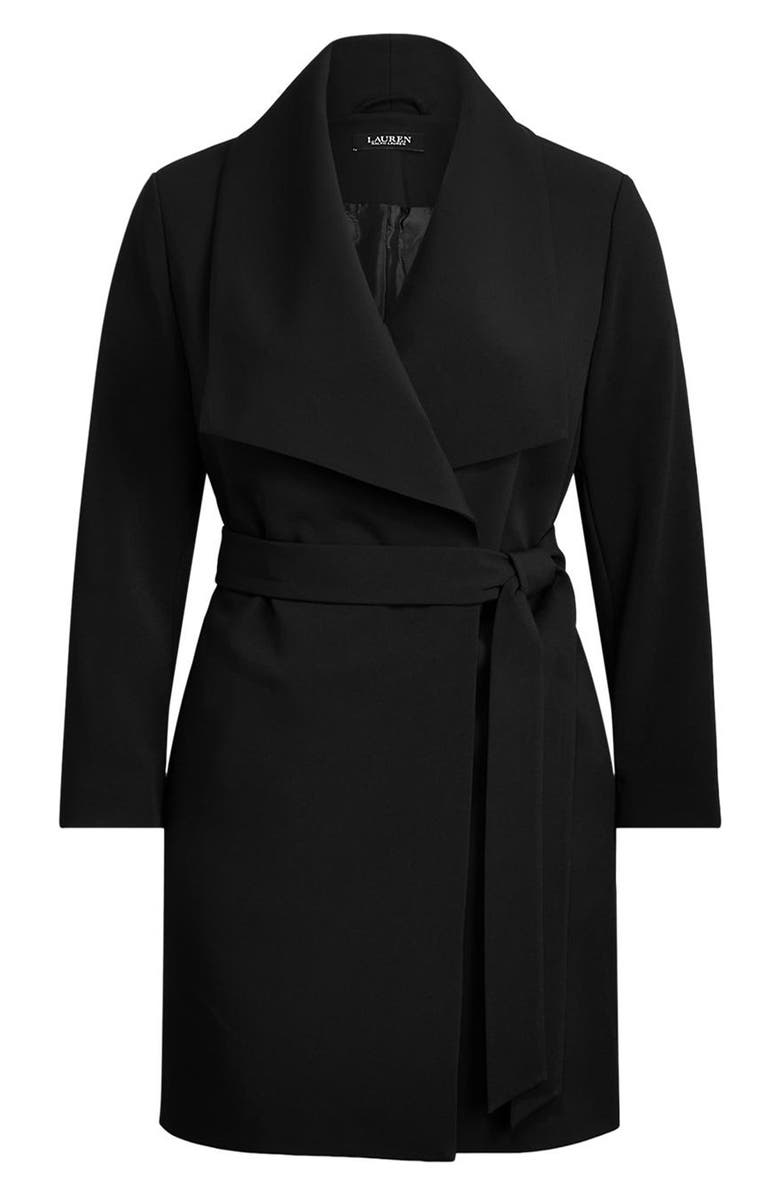 Lauren Ralph Lauren Belted Drape Front Crepe Coat, Main, color, 