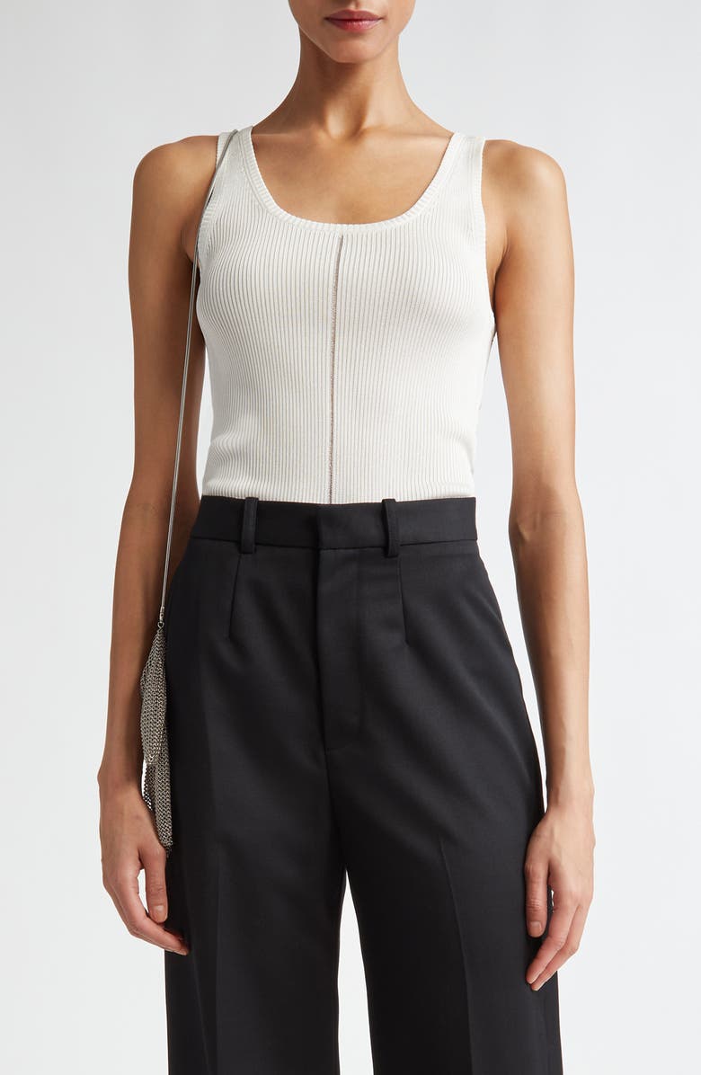 GRACE LING Logo Tag Rib Tank, Main, color, Ivory