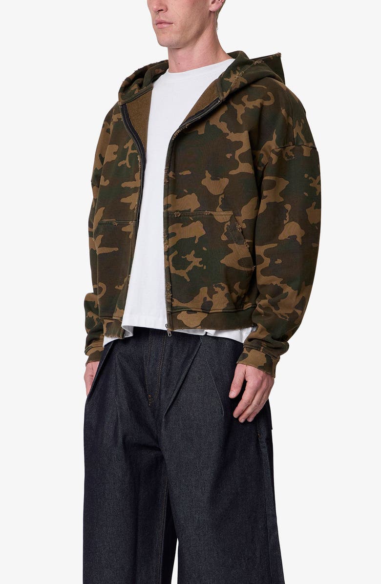 mnml Camouflage Oversize Cotton Full-Zip Hoodie, Alternate, color,