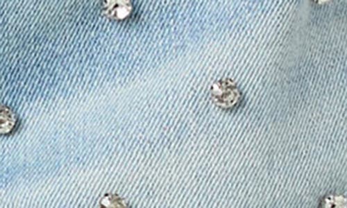 Blanknyc Rhinestone High Waist Cutoff Denim Shorts In Set In Stone