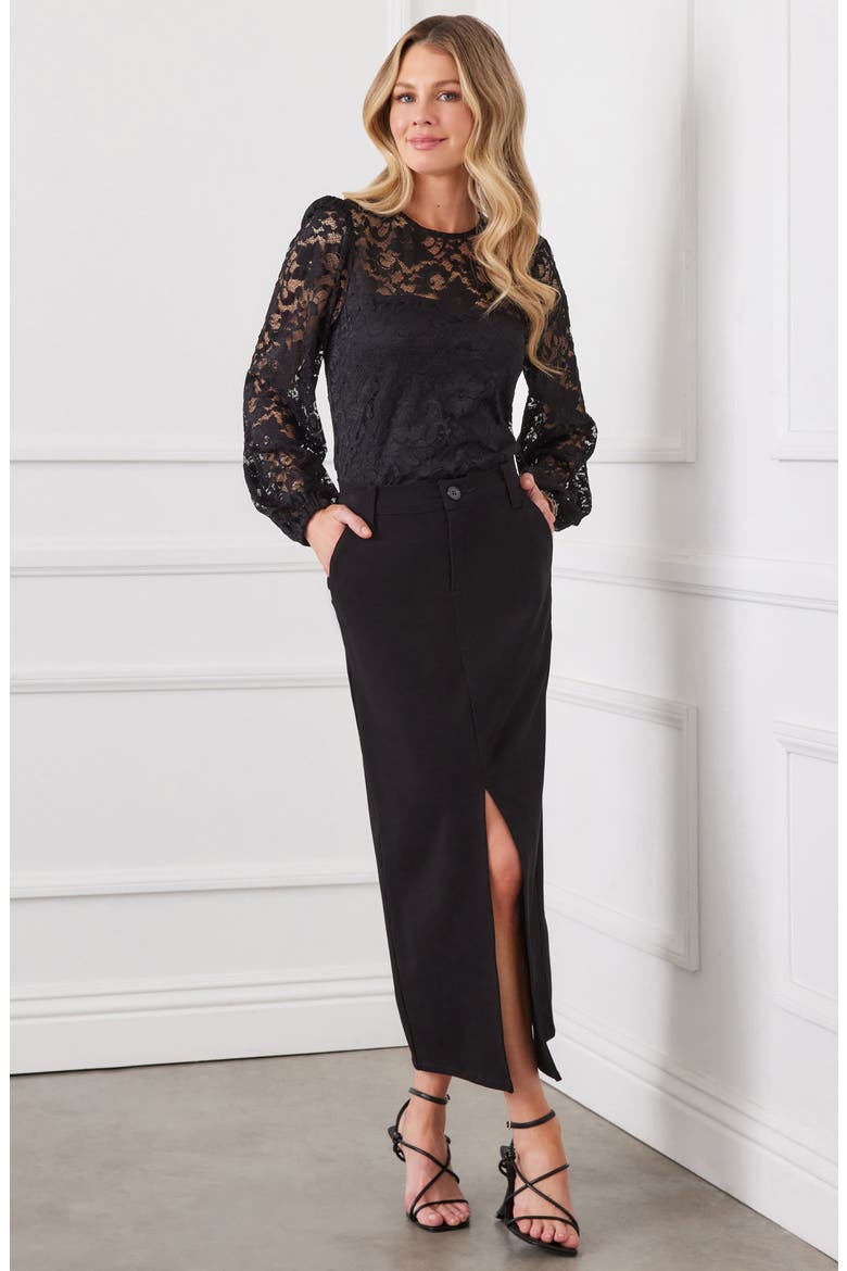 Chelsea Stretch Twill Skirt, Alternate, color, BLACK