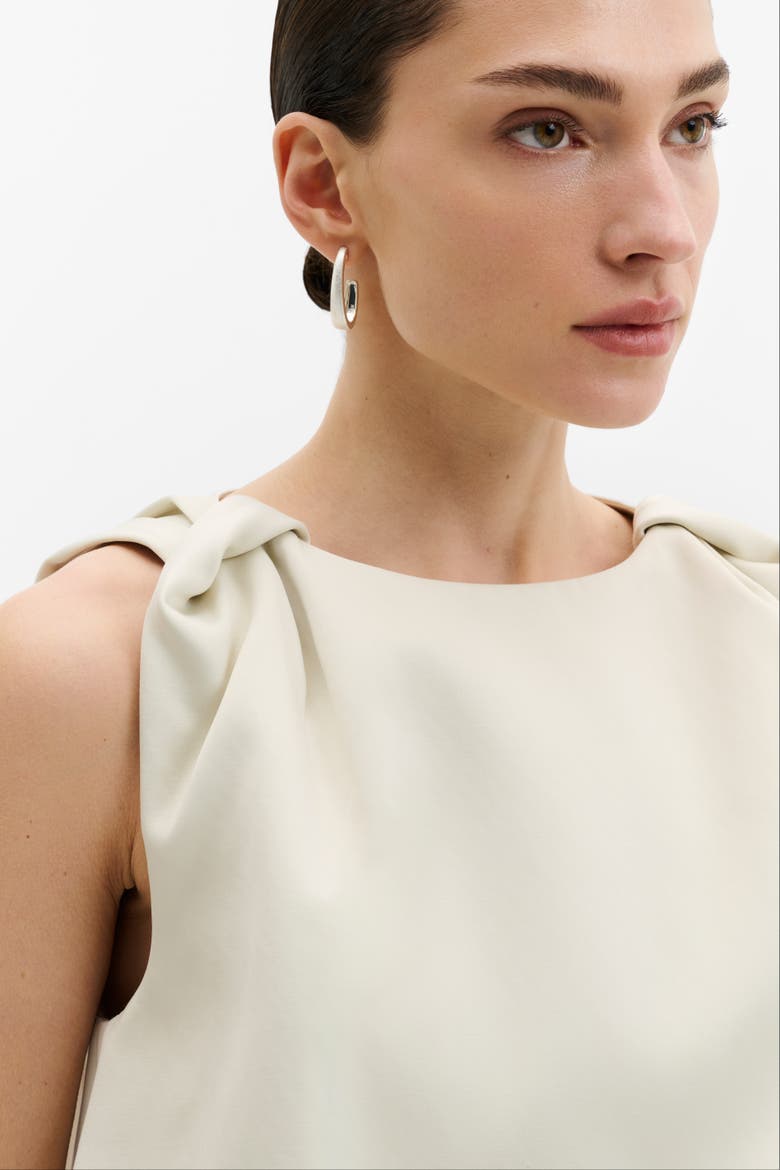 Valentina Knotted Shoulder Satin Top, Alternate, color, Pearl