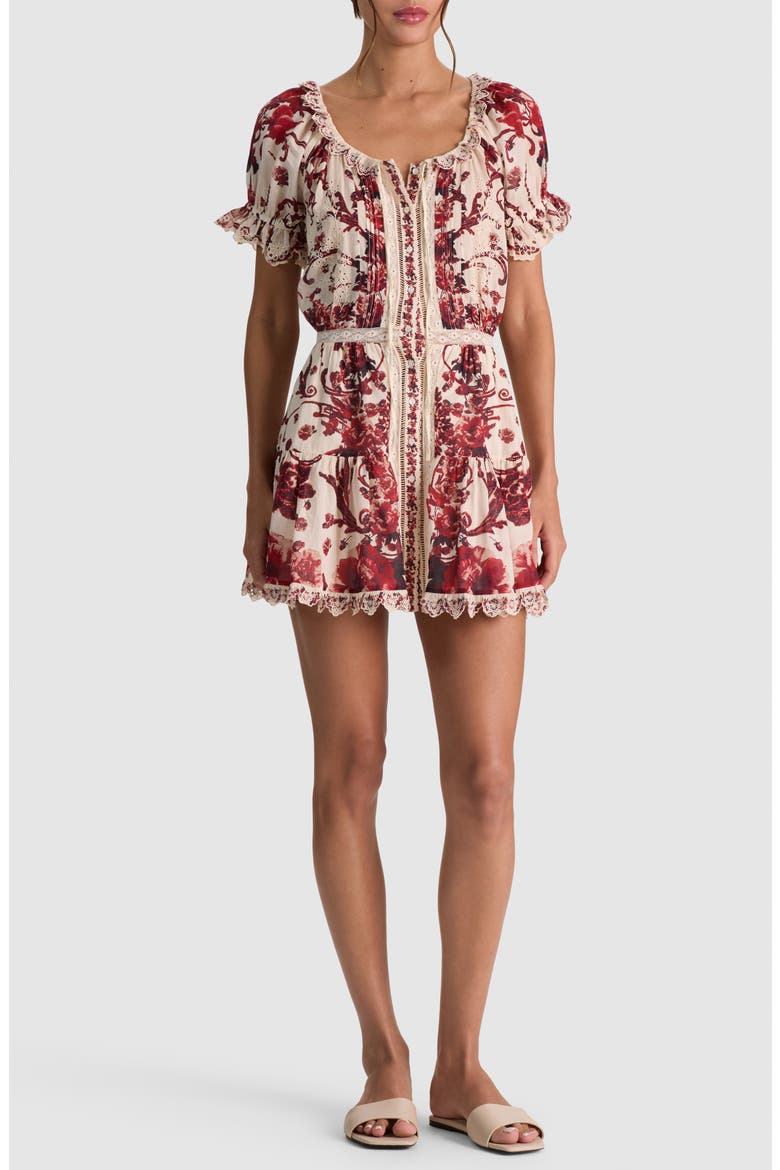 McLaine Embroidered Puff-Sleeve Dress, Main, color, ORCHARD GLOW