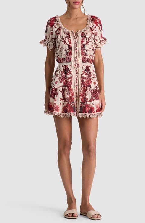 McLaine Embroidered Puff-Sleeve Dress
