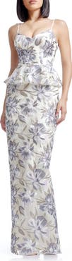 Dress the Population Akiah Floral Embroidered Chiffon Gown