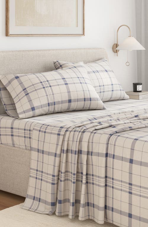 Woven & Weft Plaid 4-piece Flannel Bed Sheet Set In Neutral