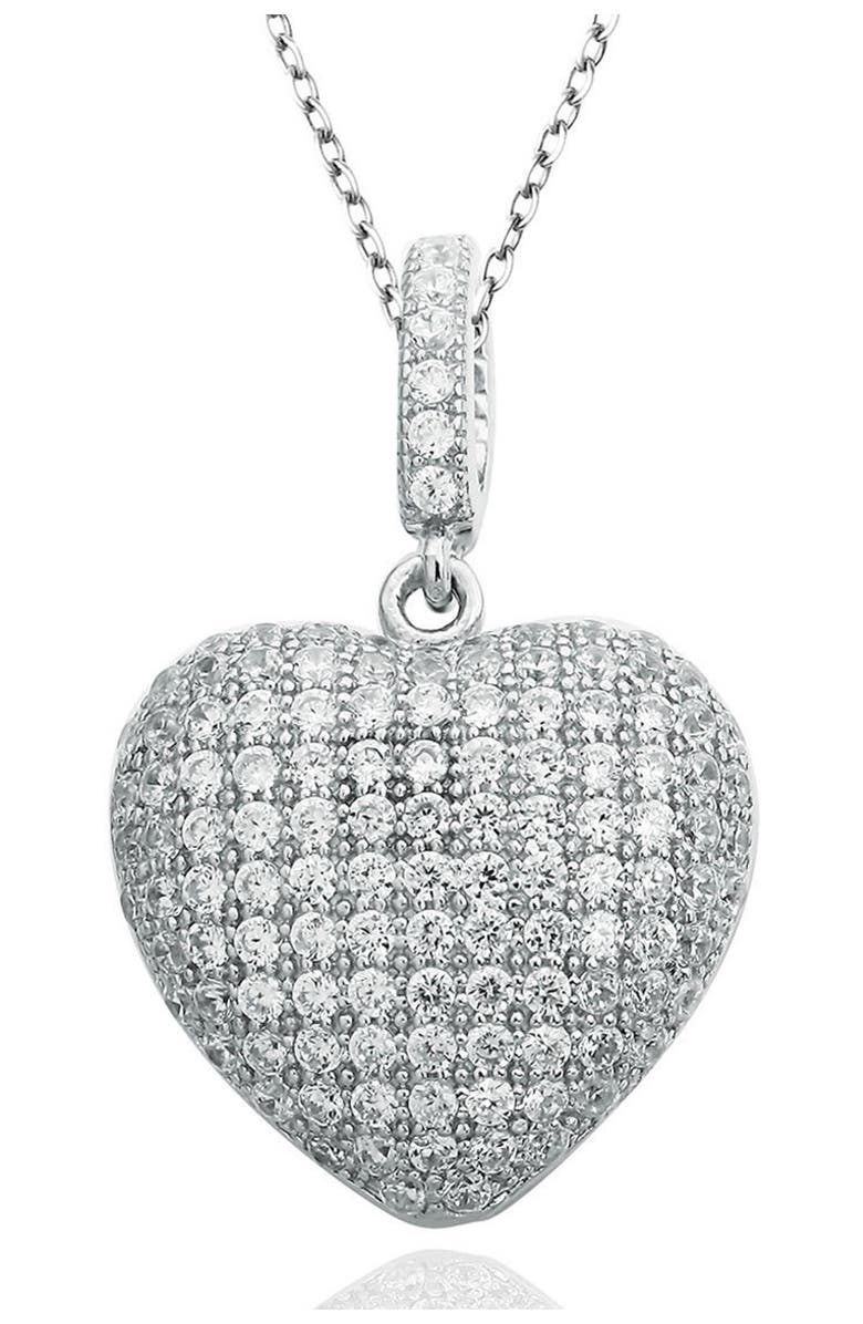 SUZY LEVIAN CZ Pavé Heart Pendant Necklace, Main, color, White