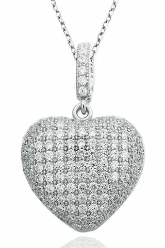 CZ Pavé Heart Pendant Necklace