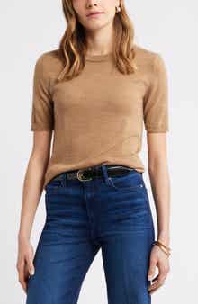 Caslon® Short Sleeve Merino Wool Blend Sweater Top