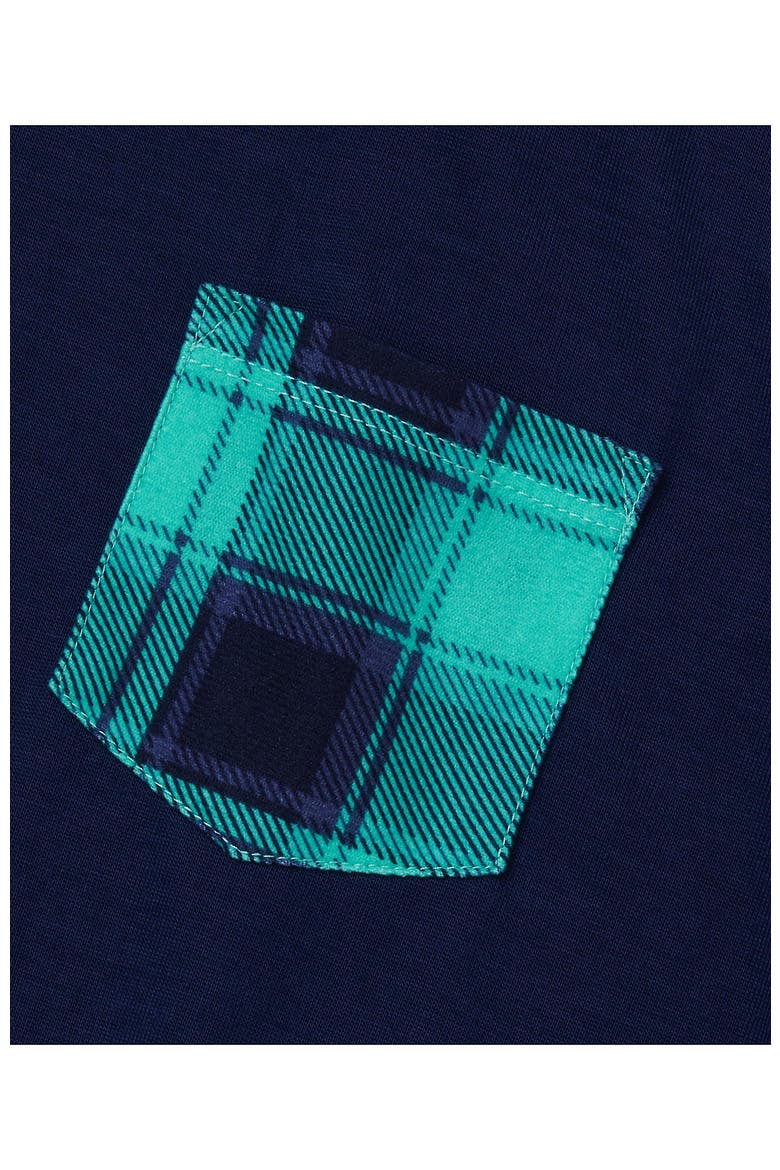 Kids Soft Jersey Sleep Top, Alternate, color, Navy/Cockatoo Plaid