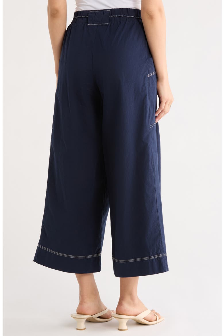 Cropped Wide Leg Poplin Pants, Alternate, color, NAVY