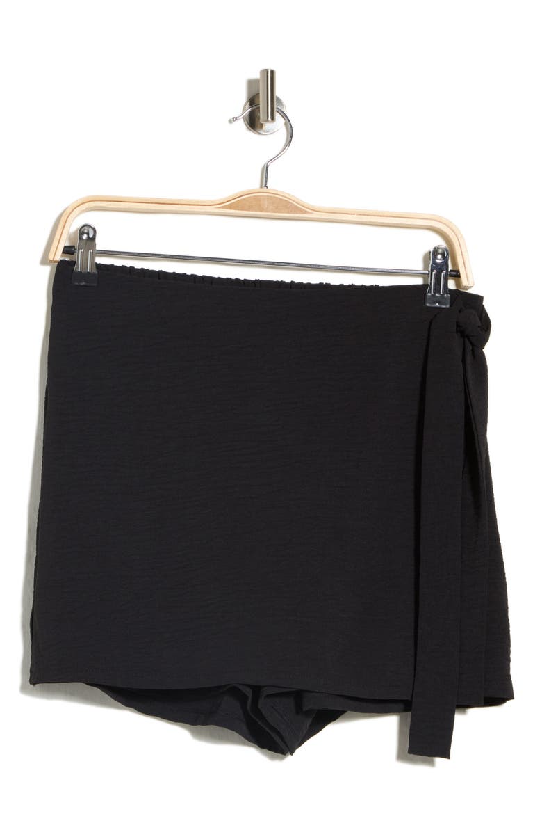 Airflow Wrap Tie Skort, Alternate, color, BLACK