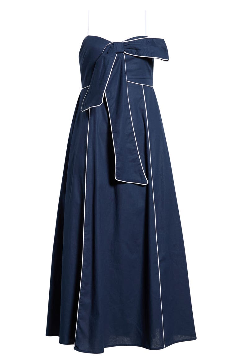 Viona Contrast Empire Midi Dress, Alternate, color, NAVY-WHITE