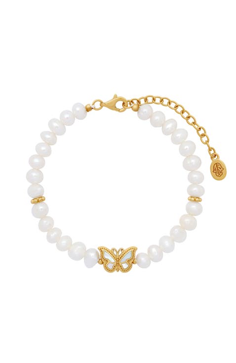 Spiritual Balance Pearl & Mother of Pearl Butterfly Gold Bracelet