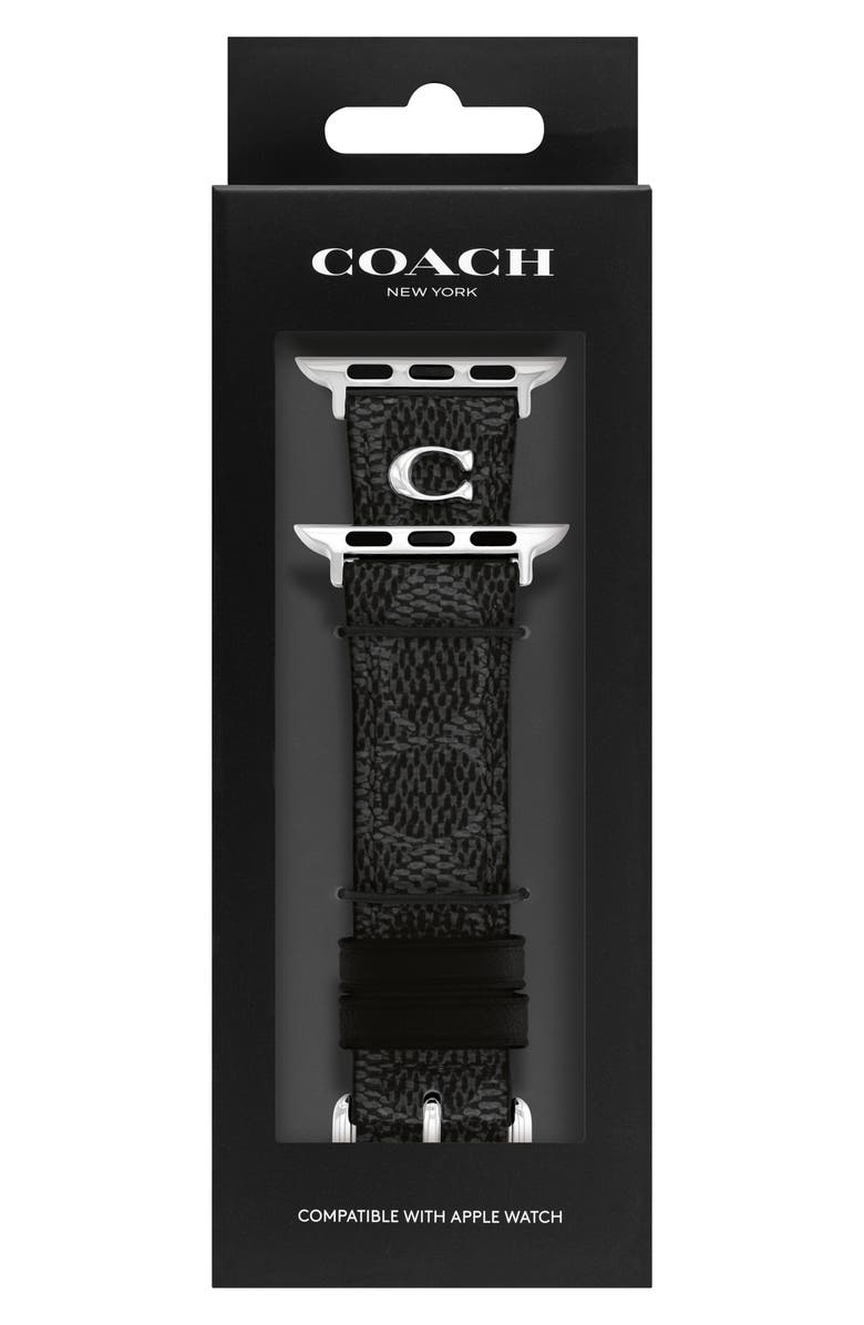 COACH 20mm Apple Watch<sup>®</sup> Watchband, Alternate, color, Black