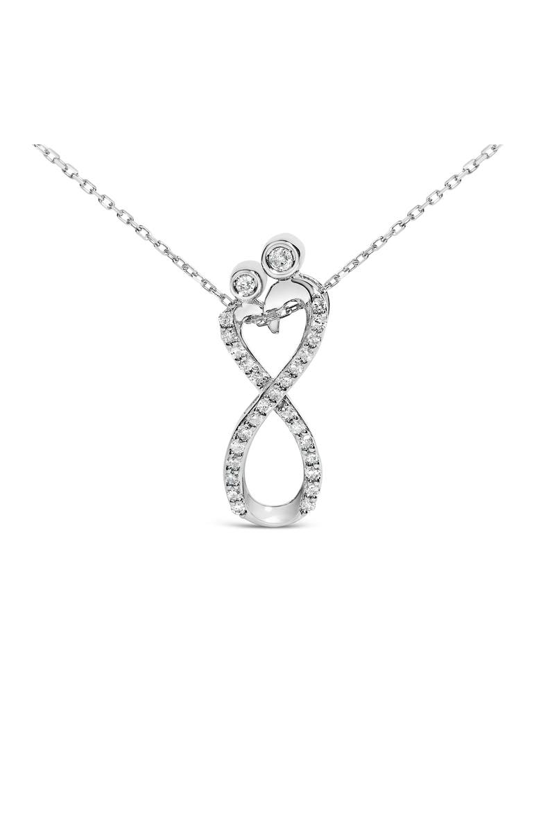 Haus of Brilliance Sterling Silver 1/4 Cttw Diamond Infinity Motif Pendant Necklace, Alternate, color, Silver