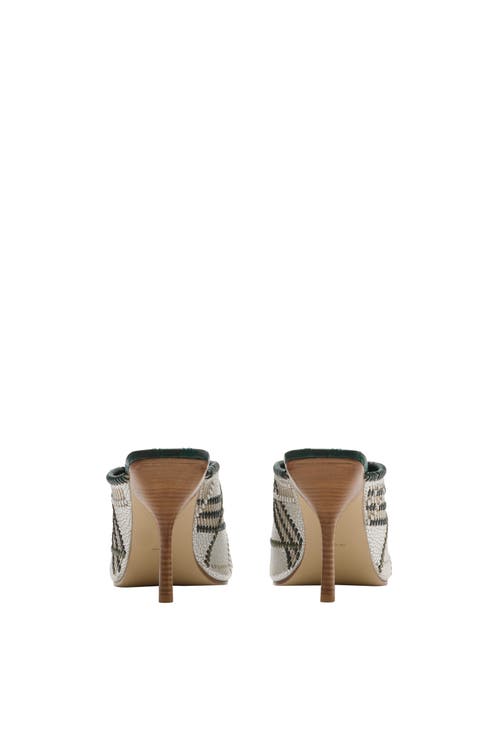 Burberry Check Leather Cabana Mules In Cotton