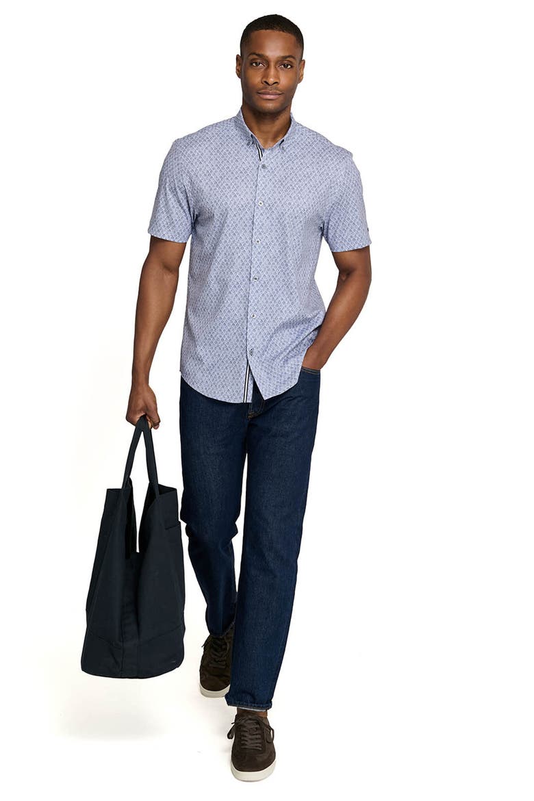 Prospect Shell Short Sleeve Button Down Performance Shirt, Alternate, color, DUSTY BLUE