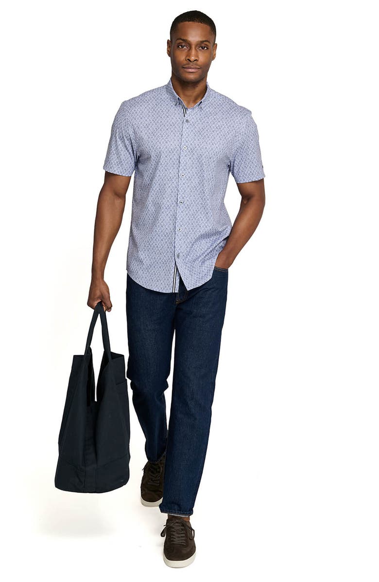 Brooklyn Brigade Prospect Shell Short Sleeve Button Down Performance Shirt, Alternate, color, Dusty Blue