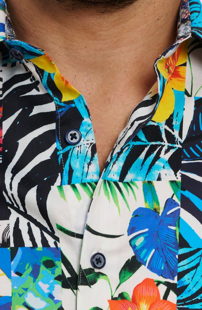 Robert Graham Tahiti Floral Stretch Cotton Button-Up Shirt, Alternate, color,