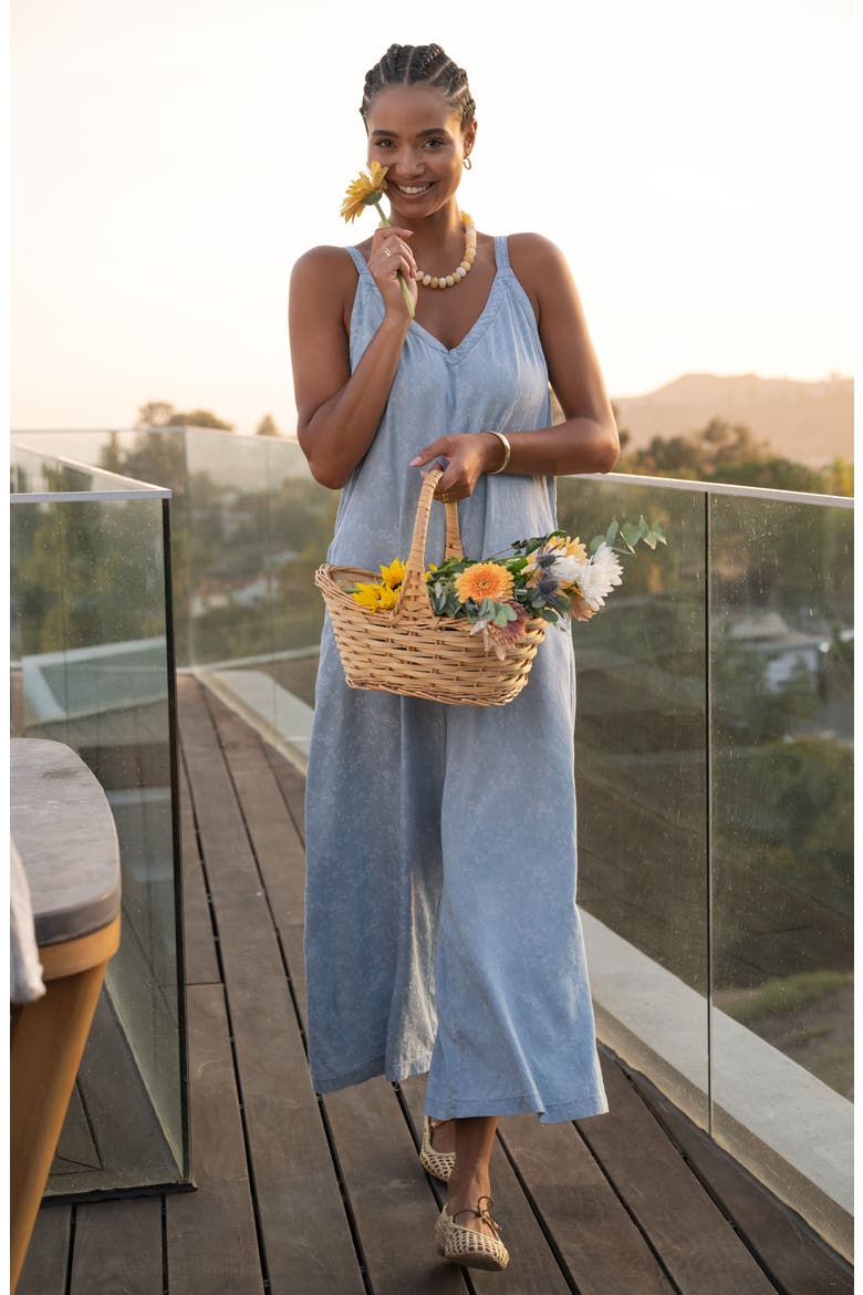 Floral Crop Wide Leg Jumpsuit, Alternate, color, ROSE ICE
