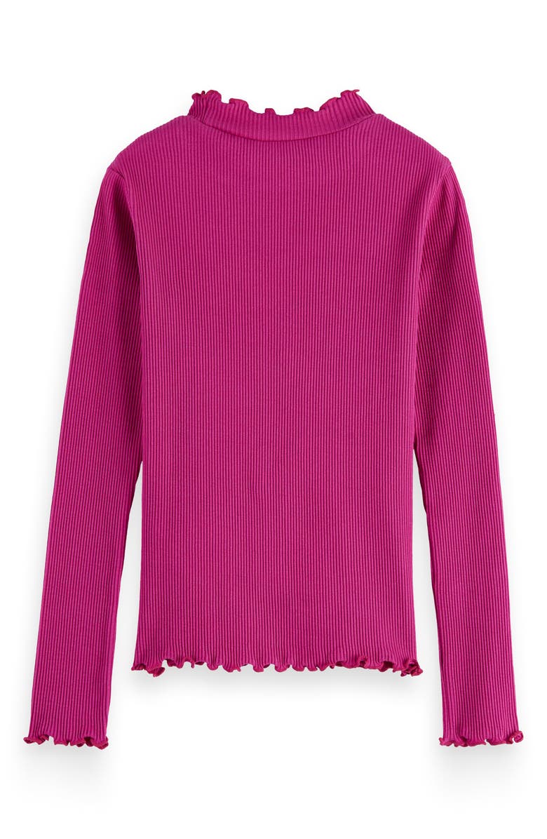 Scotch & Soda Kids' Lettuce Edge Mock Neck T-Shirt, Alternate, color, Fuchsia Red